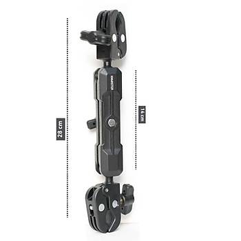Knmaster MC170 ? 360� Ayarlanabilir Motosiklet �ift Yenge� Kelep�eli (Double Clamp) Aksiyon Kamera Destek Aparat� (28 cm)