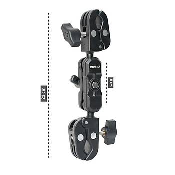 Knmaster MC160 ? 360� Ayarlanabilir Motosiklet �ift Yenge� Kelep�eli (Double Clamp) Aksiyon Kamera Destek Aparat� (22 cm)
