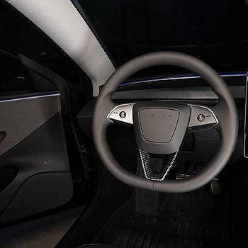 Tesla Juniper Direksiyon Simidi Alt Ksm Dekoratif Karbon Kaplamas, Parlak Siyah Renk