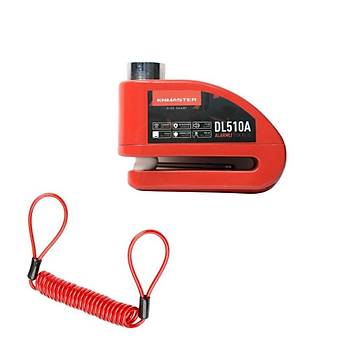 KNMASTER DL510A 10 mm Alarml� Disk Kilidi | Hat�rlatma Kablosu ve Ta��ma �antas� Hediye | K�rm�z�