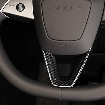 Tesla Juniper Direksiyon Simidi Alt Ksm Dekoratif Karbon Kaplamas, Parlak Siyah Renk