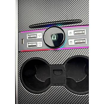 Tesla Model Y / Model 3 Fiziksel Dmeli Orta Konsol LCD USB Hub, Siyah Renk