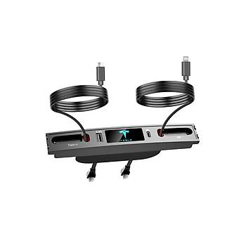 Tesla Model Y/Model 3 Orta Konsol Katlan�r USB Giri�i Teleskopik H�zl� �arj Type C ve iPhone PD Uyumlu 4'l� Kablo Merkezi - Siyah