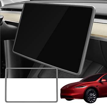 Tesla Model Y / Model 3 n Ekran Koruyucu erevesi Silikon, Gri Renk