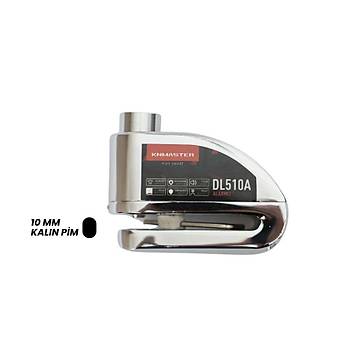 KNMASTER DL510A 10 mm Alarml� Disk Kilidi | Hat�rlatma Kablosu ve Ta��ma �antas� Hediye | Silver