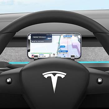 Tesla Juniper Direksiyon nne Taklan Yapkanl Telefon Tutucu, Siyah Renk