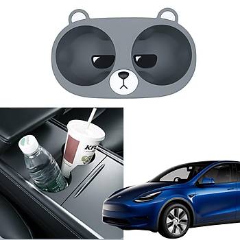 Tesla Model Y / Model 3 Orta Konsol  Ay Silikon Bardak Tutucu, Siyah Beyaz Renk