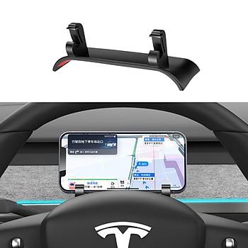 Tesla Juniper Direksiyon nne Taklan Yapkanl Telefon Tutucu, Siyah Renk