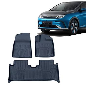 BYD Dolphin Kauuk n ve Arka Paspas Takm, 3 Para Set Olarak, Siyah Renk