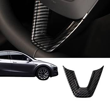 Tesla Juniper Direksiyon Simidi Alt Ksm Dekoratif Karbon Kaplamas, Parlak Siyah Renk