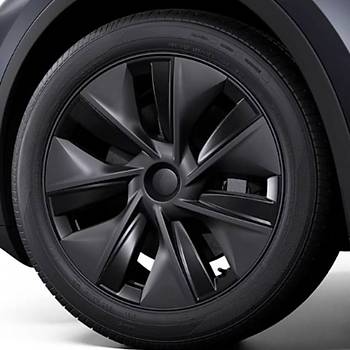 Tesla Model Y TWIN Simetri Jant Kapa Seti 19 n, Siyah ve Koyu Gri Renk