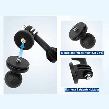 Knmaster MC130 ? 360� Ayarlanabilir Motosiklet Ayna Demir Ba�lant�l� Aksiyon Kamera Aparat�