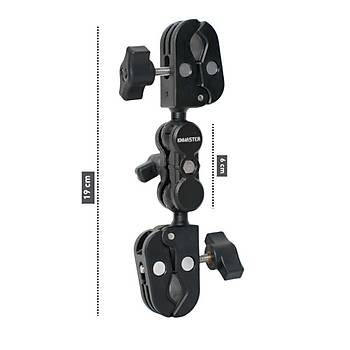 Knmaster MC150 ? 360� Ayarlanabilir Motosiklet �ift Yenge� Kelep�eli (Double Clamp) Aksiyon Kamera Destek Aparat� (19 cm)