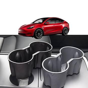Tesla Model Y / Model 3 Orta Konsol Bardak Tutucu Gri ve Siyah Renk