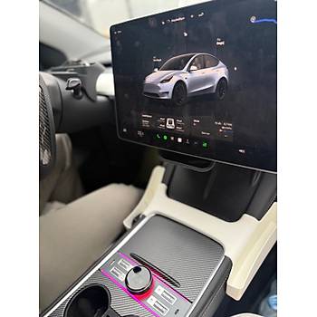 Tesla Model Y / Model 3 Fiziksel Dmeli Orta Konsol LCD USB Hub, Siyah Renk
