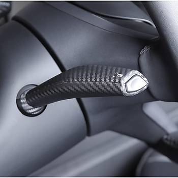 Tesla Model Y / Model 3 Direksiyon Kontrol Kolu Kaplama Seti, 2 Adet Set, Karbon Mat Siyah Renk