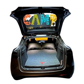 Tesla Model Y Nubuk Kamp Yata�� - Tek Par�a + 2 Yast�k - Koyu Gri