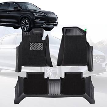 BYD SEAL U  Hal ve Kauuk n ve Arka Paspas Takm, 3 Para Set Olarak, Siyah Renk