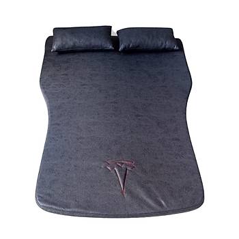 Tesla Model Y Nubuk Kamp Yata�� - Tek Par�a + 2 Yast�k - Koyu Gri