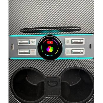 Tesla Model Y / Model 3 Fiziksel Dmeli Orta Konsol LCD USB Hub, Siyah Renk