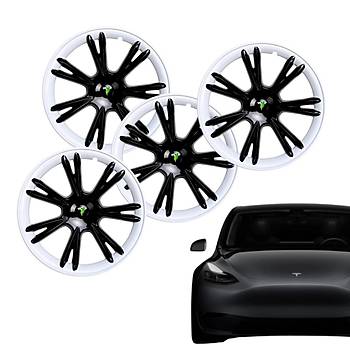 Tesla Model Y EDGE Jant Kapa Seti 19 n, Siyah Beyaz Renk Seenei le