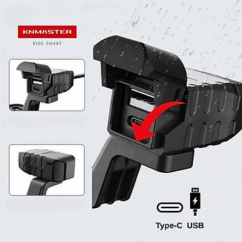 KNMASTER UC200 Motosiklet USB ve Type-C �ift Giri�li �arj Soketi