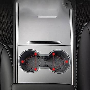 Tesla Model Y / Model 3 Orta Konsol Bardak Tutucu Gri ve Siyah Renk