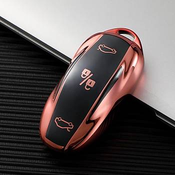 Tesla Model Y  / Model 3 Tesla Anahtar Kart Muhafaza Kab, Pembe Altn Renk