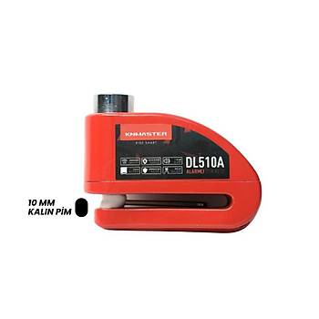 KNMASTER DL510A 10 mm Alarml� Disk Kilidi | Hat�rlatma Kablosu ve Ta��ma �antas� Hediye | K�rm�z�