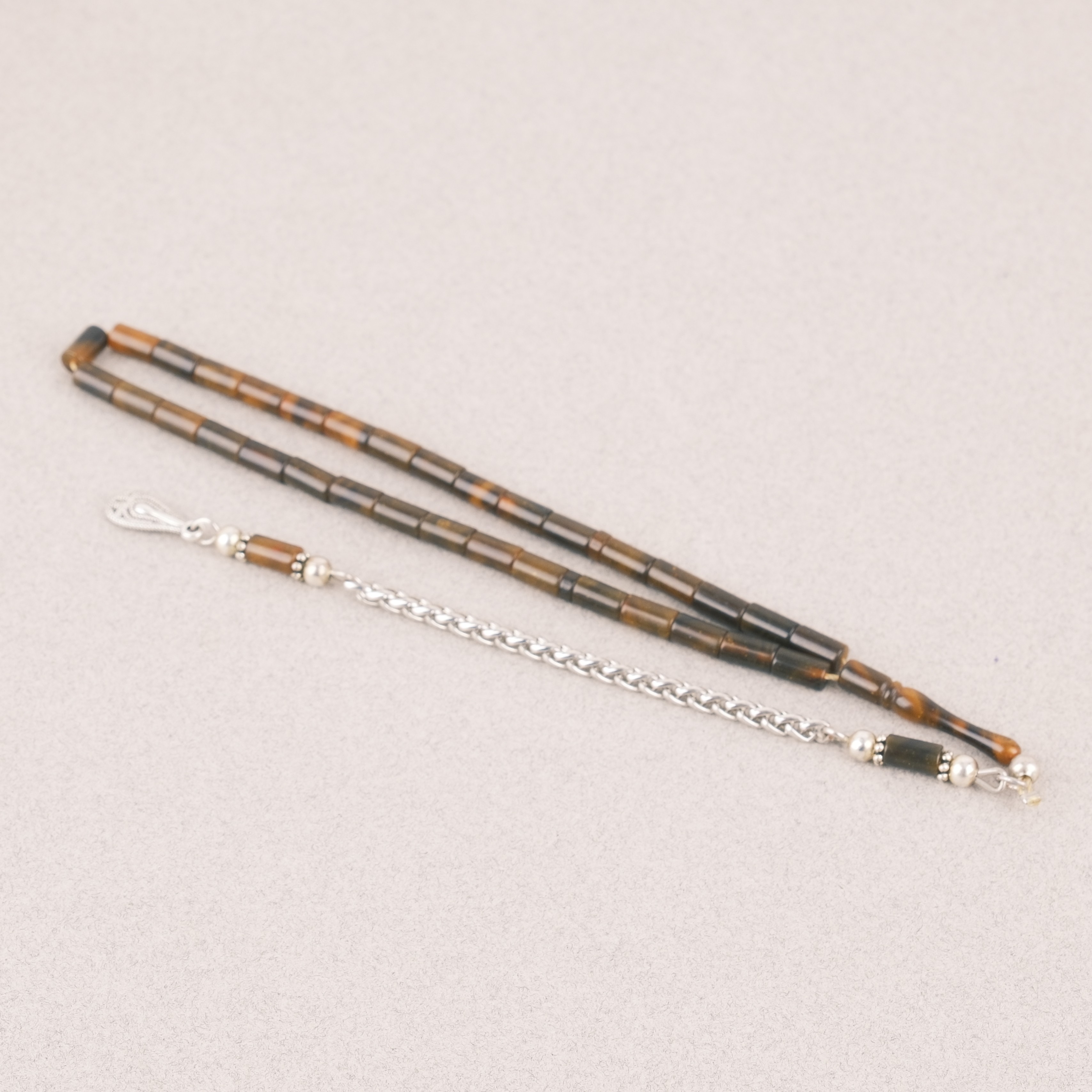 Sıkma Kehribar Bilek Boy Kesme Kesim 4x7mm Sallama Tesbih Kahverengi