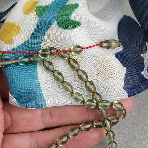 S�kma Kehribar Beyzi Kesim Sistemli Bilek Boy 5x8mm Tesbih Su Ye�ili