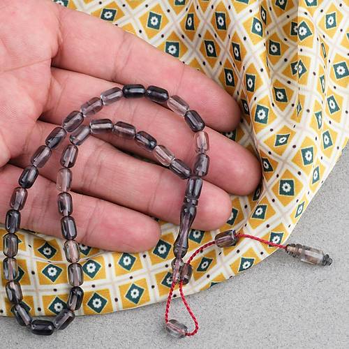 S�kma Kehribar Kaps�l Kesim Sistemli Bilek Boy 5x8mm Tesbih Gri