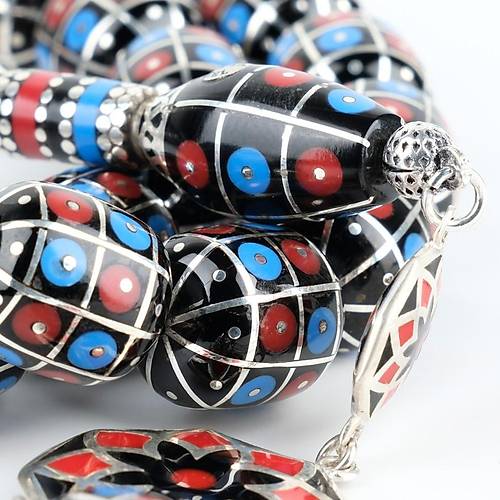 Erzurum Oltu 925Ayar Gm lemeli Nakka mame Gm Pskl Kapsl Kesim 13x15mm Tesbih