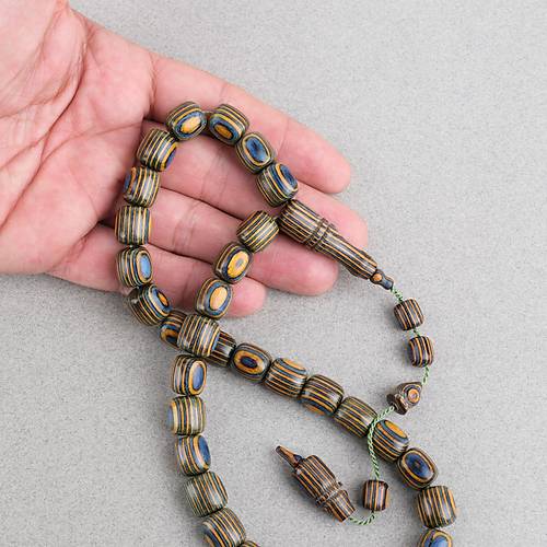 Kafur A�ac� Kaps�l Kesim 11x12mm Tesbih -Mavi Sar�