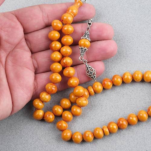 Skma Kehribar Alpaka Pskl Arabi 45lik Ulu Kre Kesim 9x10mm Tesbih