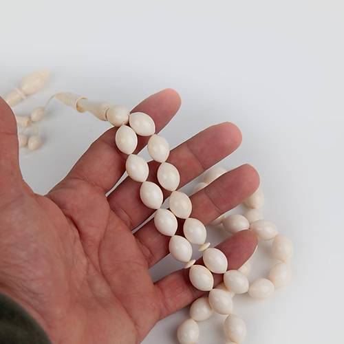 Fildii Beyzi Kesim 11x15mm Tesbih - Beyaz - 63gr