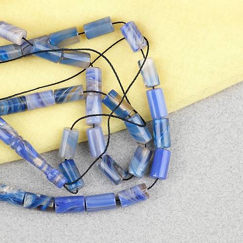 S�kma Kehribar Kesme Kesim 6x10mm Tesbih P�sk�ls�z Mavi