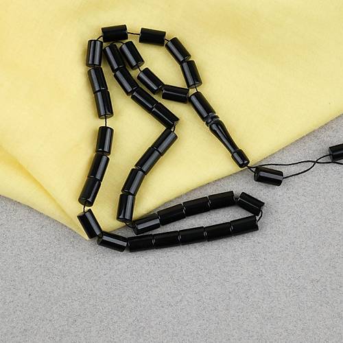 S�kma Kehribar Kesme Kesim 6x10mm Tesbih P�sk�ls�z Siyah