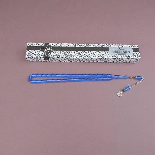 U�ak Cam� Kesme Kesim 7x10mm Alpaka P�sk�ll� Tesbih �effaf Mavi