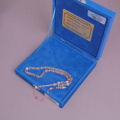 �brahim Atasever Usta ��i �mzal� Alman Katalin Kaps�l Kesim 7.5x11.5mm Tesbih - �effaf Gri