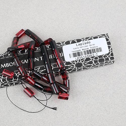 Ate� Kehribar Kesme Kesim 7x11mm Tesbih -Bordo