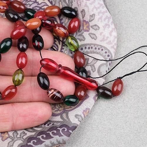 S�kma Kehribar Beyzi Kesim 7x11mm Tesbih- Bonibon