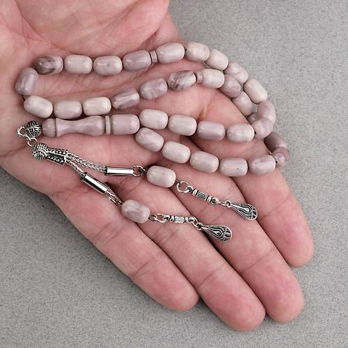 S�kma Kehribar Kaps�l Kesim Alpaka P�sk�ll� 7x11mm Tesbih