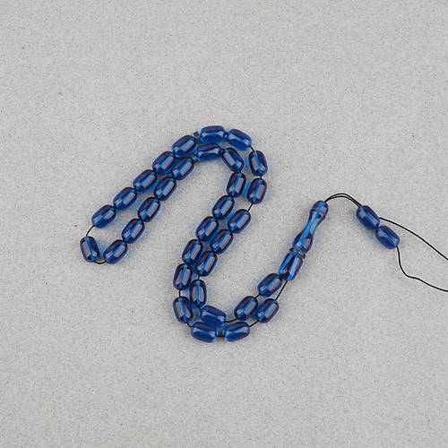 S�kma Kehribar Kaps�l Kesim 7x11mm Tesbih P�sk�ls�z Petrol Mavisi