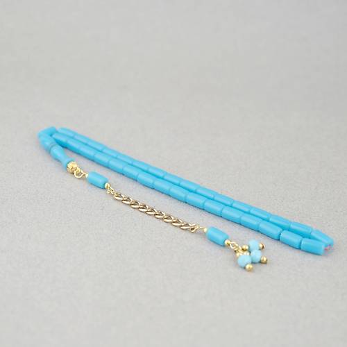 U�ak Cam� Kesme Kesim 7x10mm Tesbih P�sk�ll� A��k Mavi