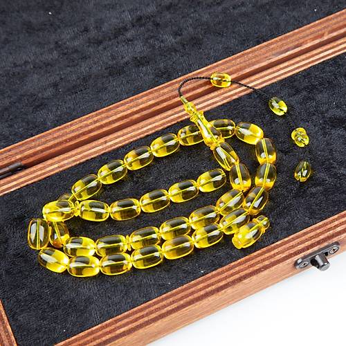 Eski Avusturya Oyun Zar Obje Ate Kehribar Kapsl Kesim 8x12mm Tesbih - effaf Sar