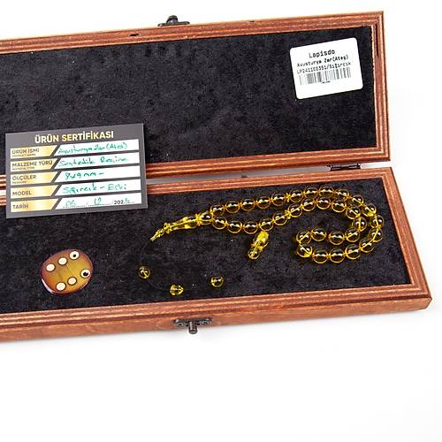 Eski Avusturya Oyun Zar Obje Ate Kehribar Srck Model Bilek Boy 8x9mm Tesbih - effaf Sar