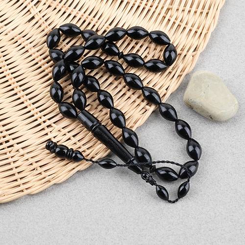 Kuka Siyah Arpa Kesim 8x13mm Tesbih