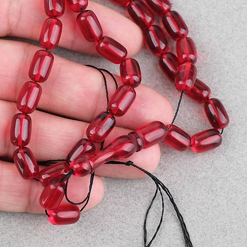 S�kma Kehribar Kaps�l Kesim 7x11mm Tesbih P�sk�ls�z K�rm�z�