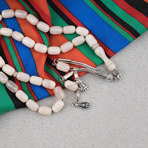 S�kma Kehribar Kaps�l Kesim Alpaka P�sk�ll� 7x11mm Tesbih Ta� Rengi